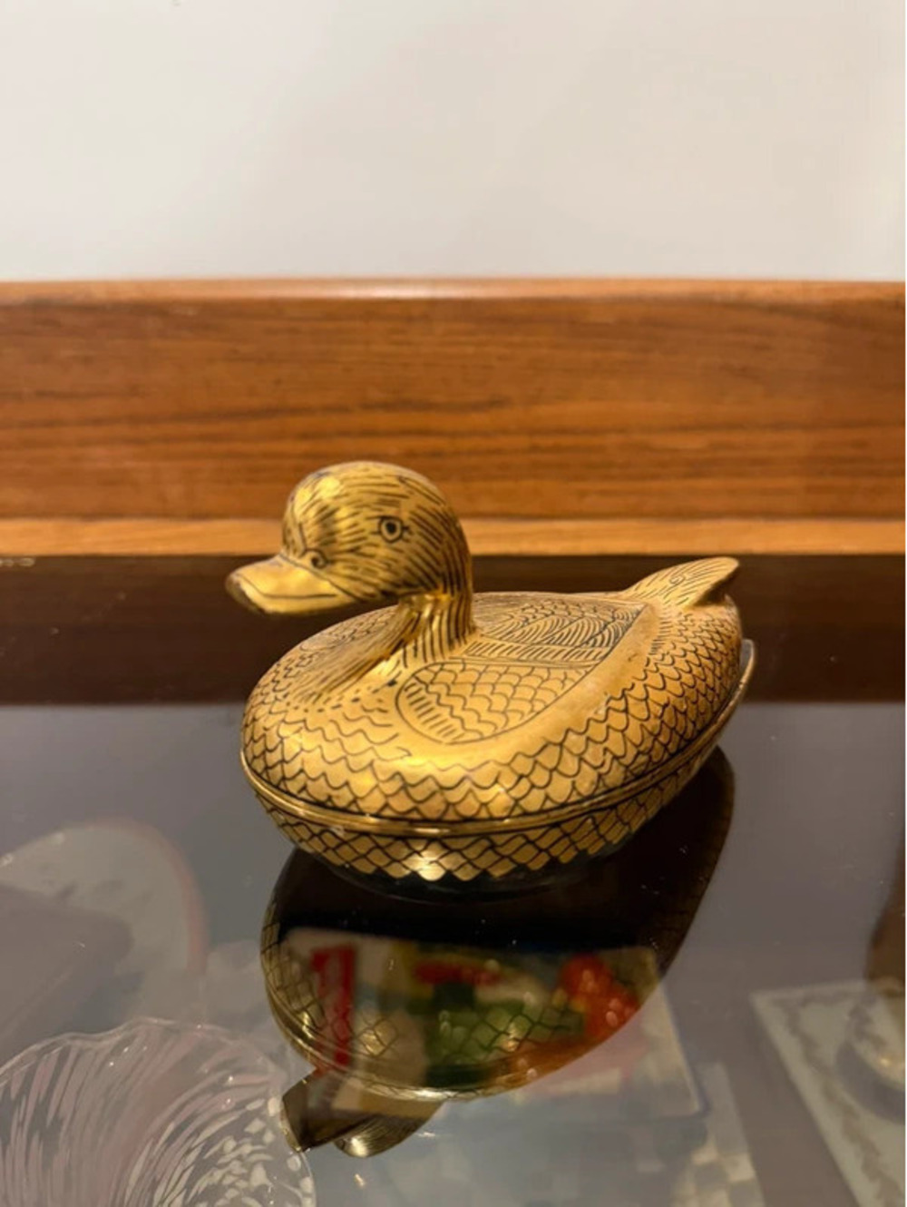 Vintage Thai Gold Duck Trinket Box